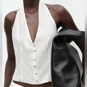 Zara- LINEN HALTER VEST TOP